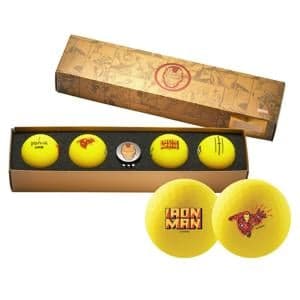 Volvik Vivid Marvel Iron Man Golf Ball And Ball Marker Gift Set 4 Balls