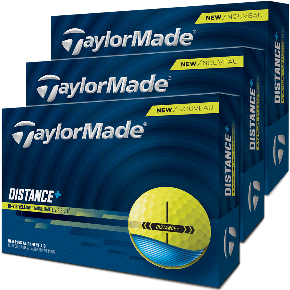 TaylorMade 2026 Distance+ Golf Balls – Yellow – 3-FOR-2