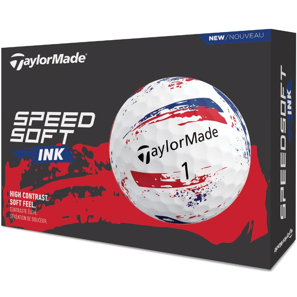 TaylorMade 2026 Speedsoft Ink Golf Balls – Blue / Red