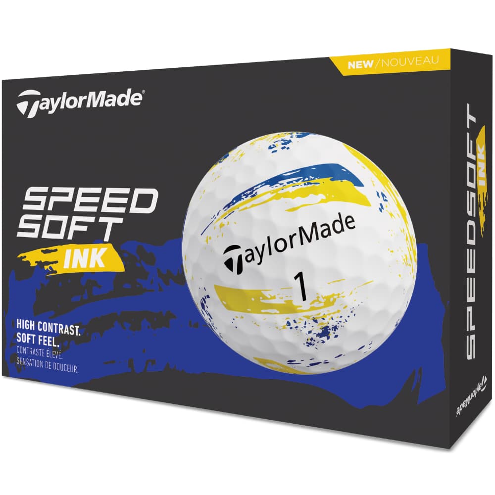 TaylorMade 2026 Speedsoft Ink Golf Balls – Yellow / Blue